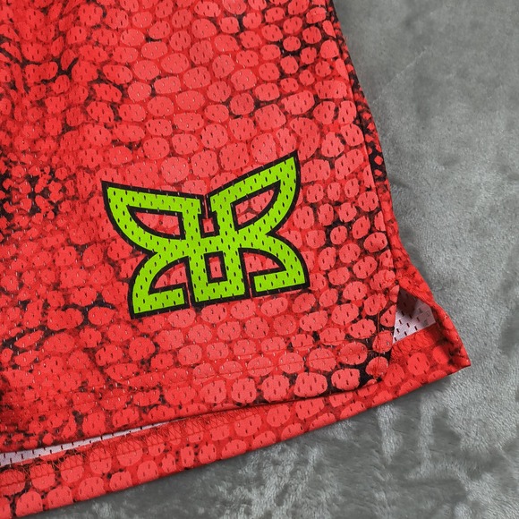 Ryoko Rain Shorts Men XL Red Black Snake Print Mesh Athletic Streetwear Tropical - Picture 4 of 10